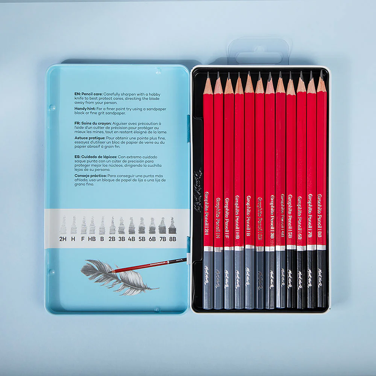 Lata 12 Lápices Grafito Profesional Graduados Mont Marte 2