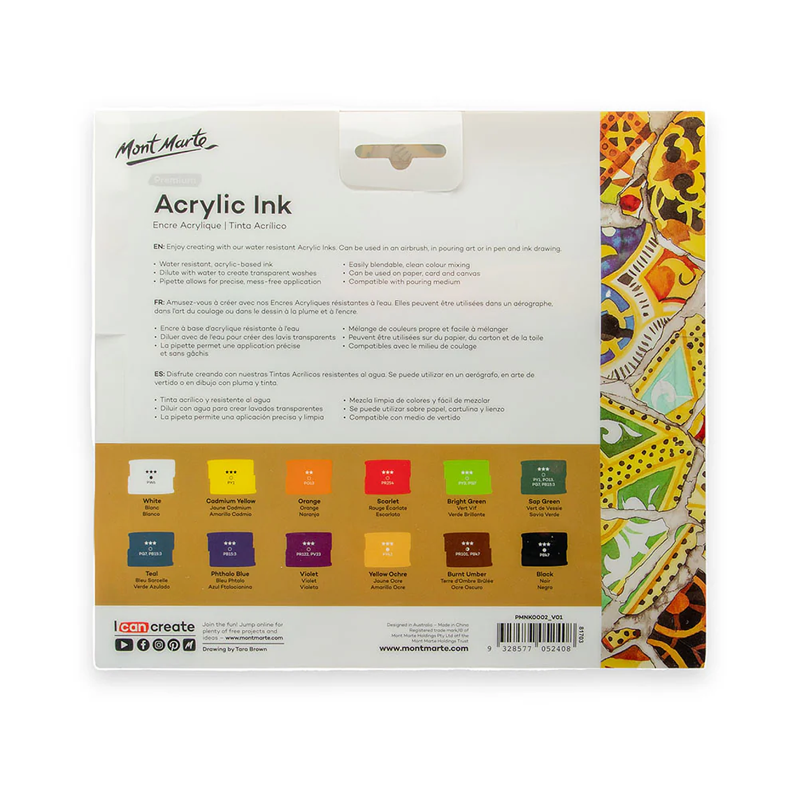 Set 12 Tintas Acrílicas Aerógrafo o Pluma Mont Marte X 20ml 2