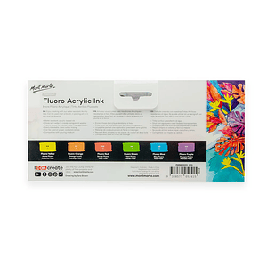Set 6 Tintas Acrílicas Flúor Aerógrafo Pluma Mont Marte 20ml