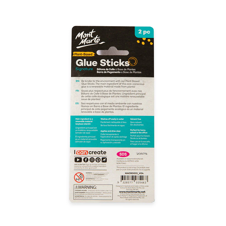 Pack 2 Pegamentos en Barra Mont Marte a Base De Plantas 3