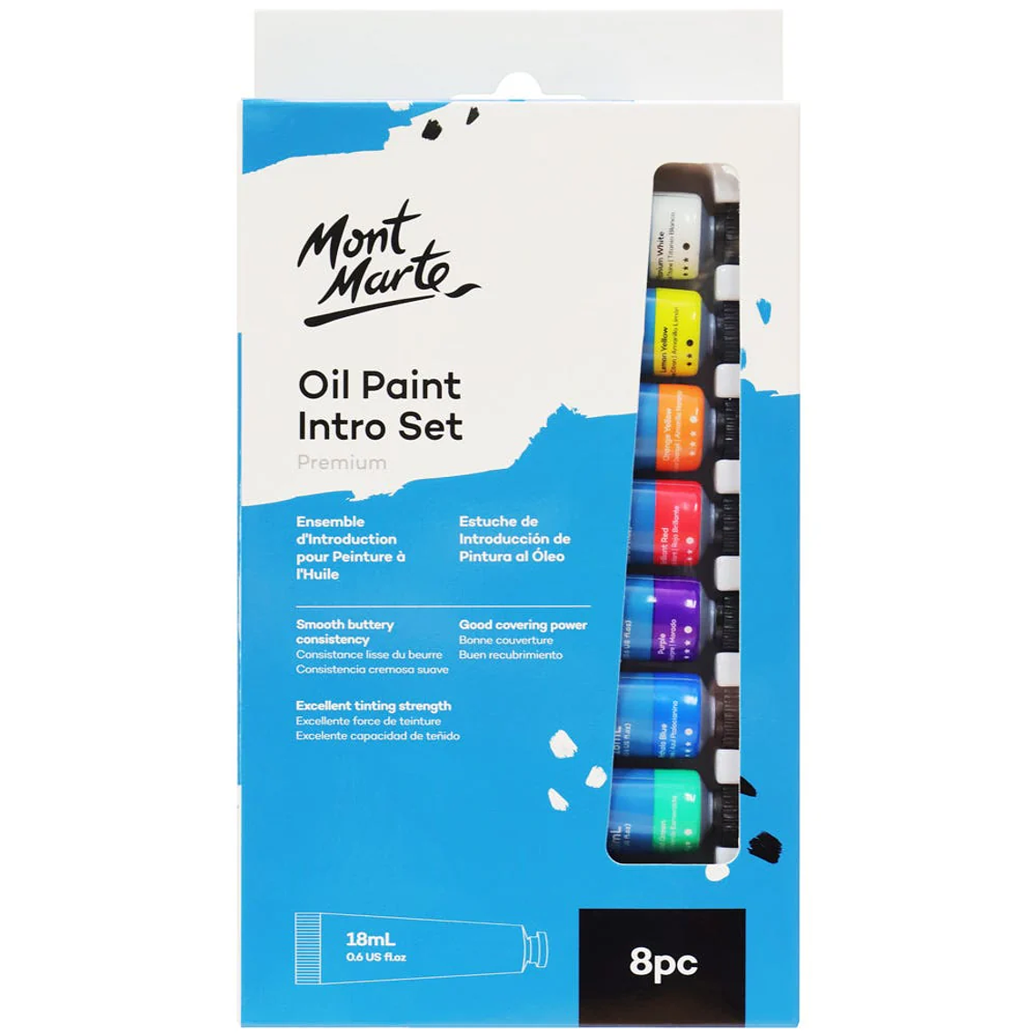 Set de 8 Pinturas Al Óleo Pro en Tubo Mont Marte X 12 Ml 1