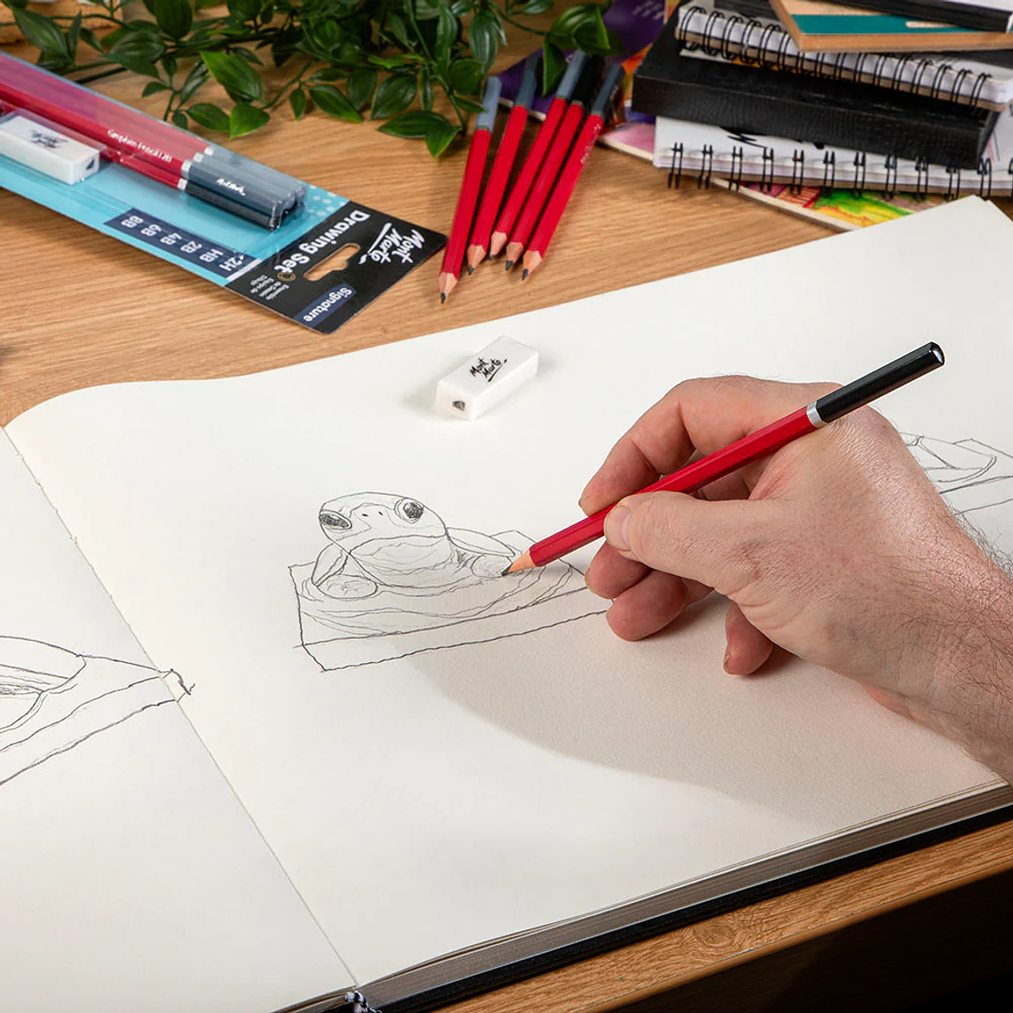 Set de 6 Lápices Grafito Dibujo Técnico con Goma y Sacapunta 3