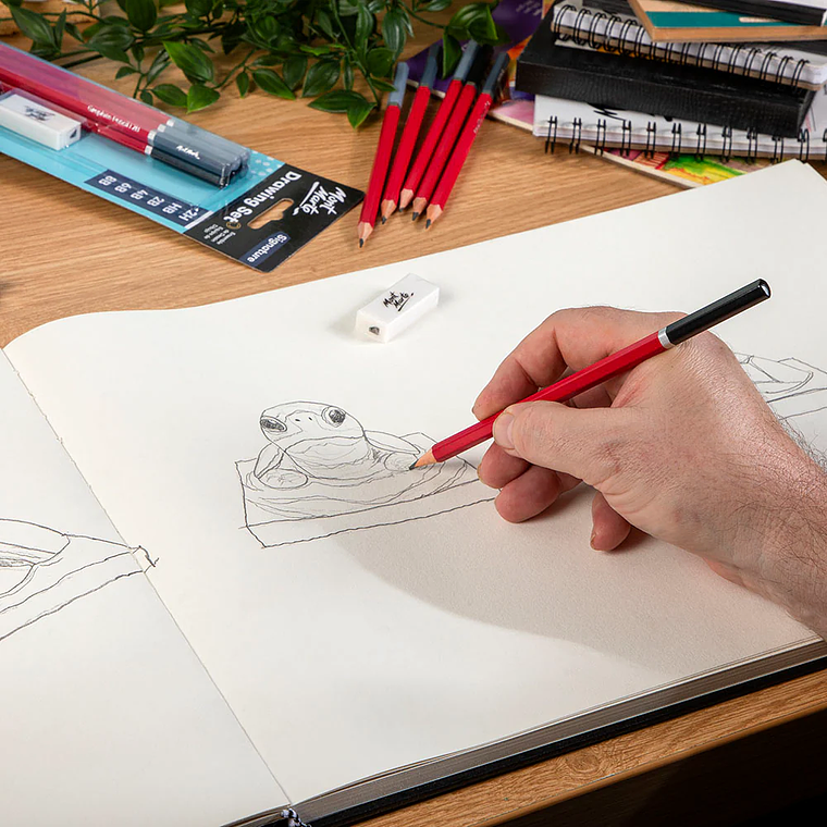 Set de 6 Lápices Grafito Dibujo Técnico con Goma y Sacapunta 3