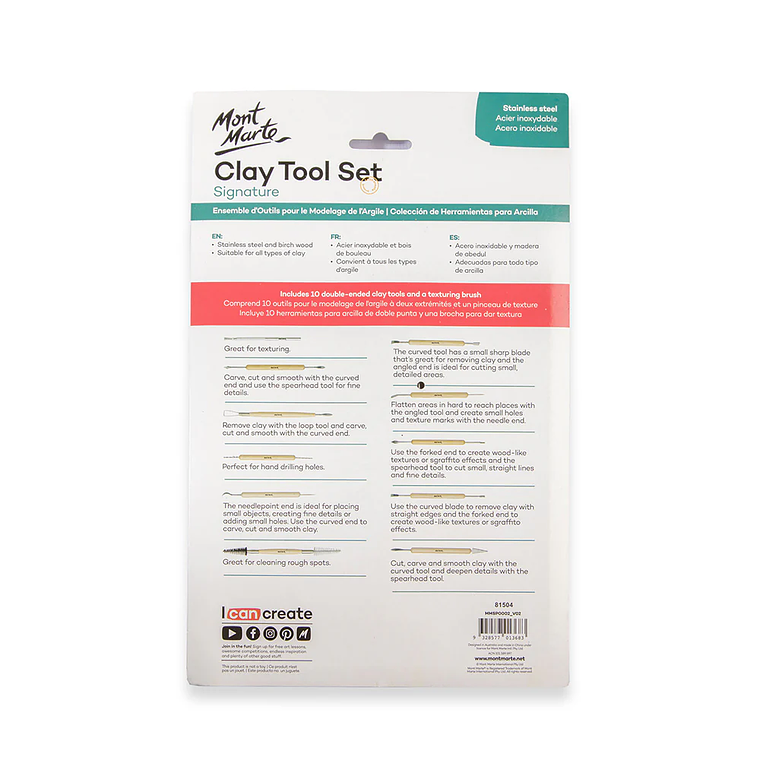 Set 11 Estecas Mont Marte para Modelar Arcilla o Cerámica 4