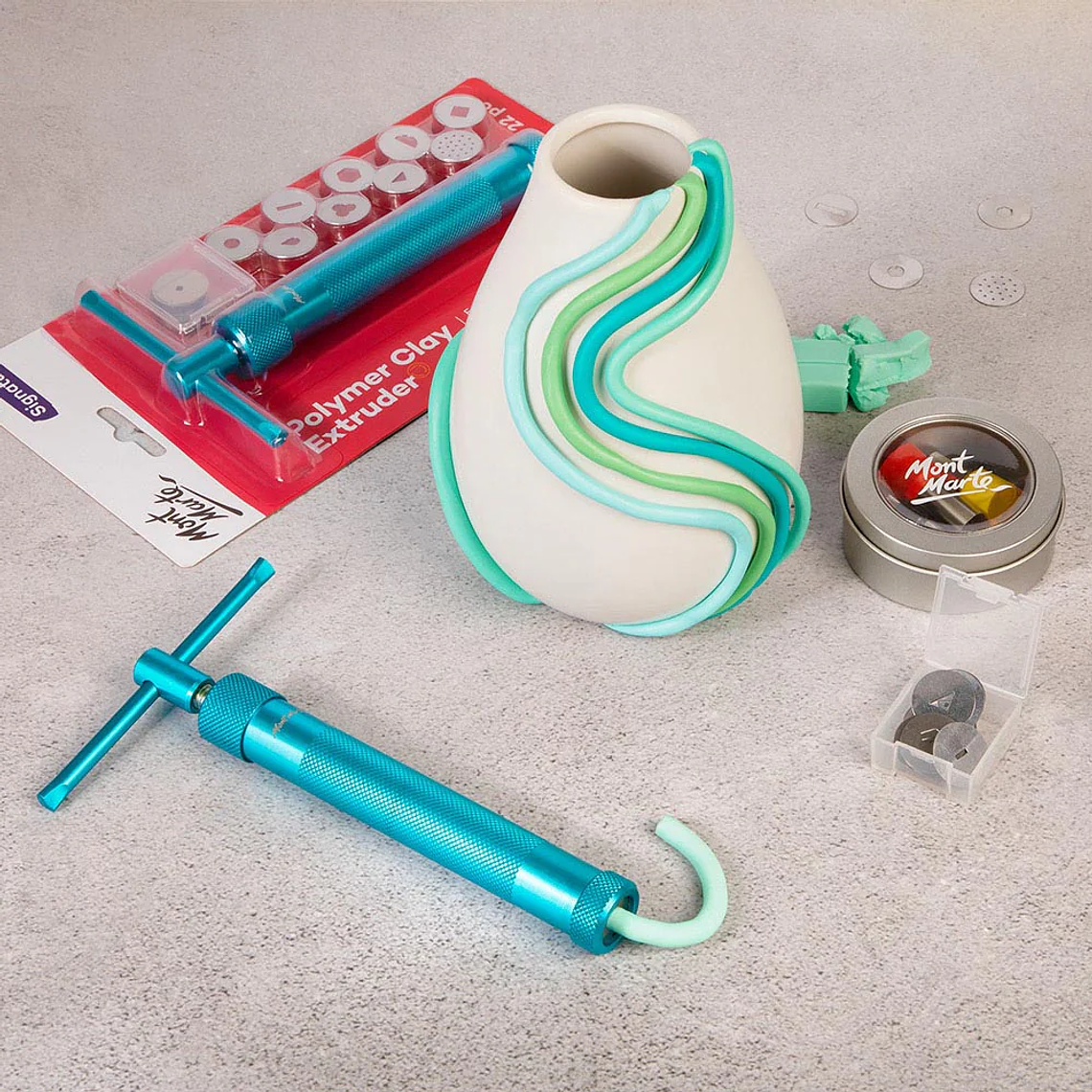 Extrusor Metálico Para Arcilla Mont Marte Con 22 Accesorios 3