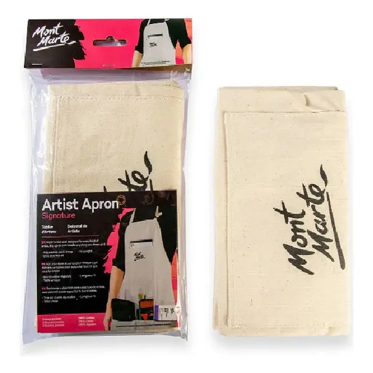 Delantal De Artista Talla Única Con Bolsillos - Mont Marte Beige Plano 4
