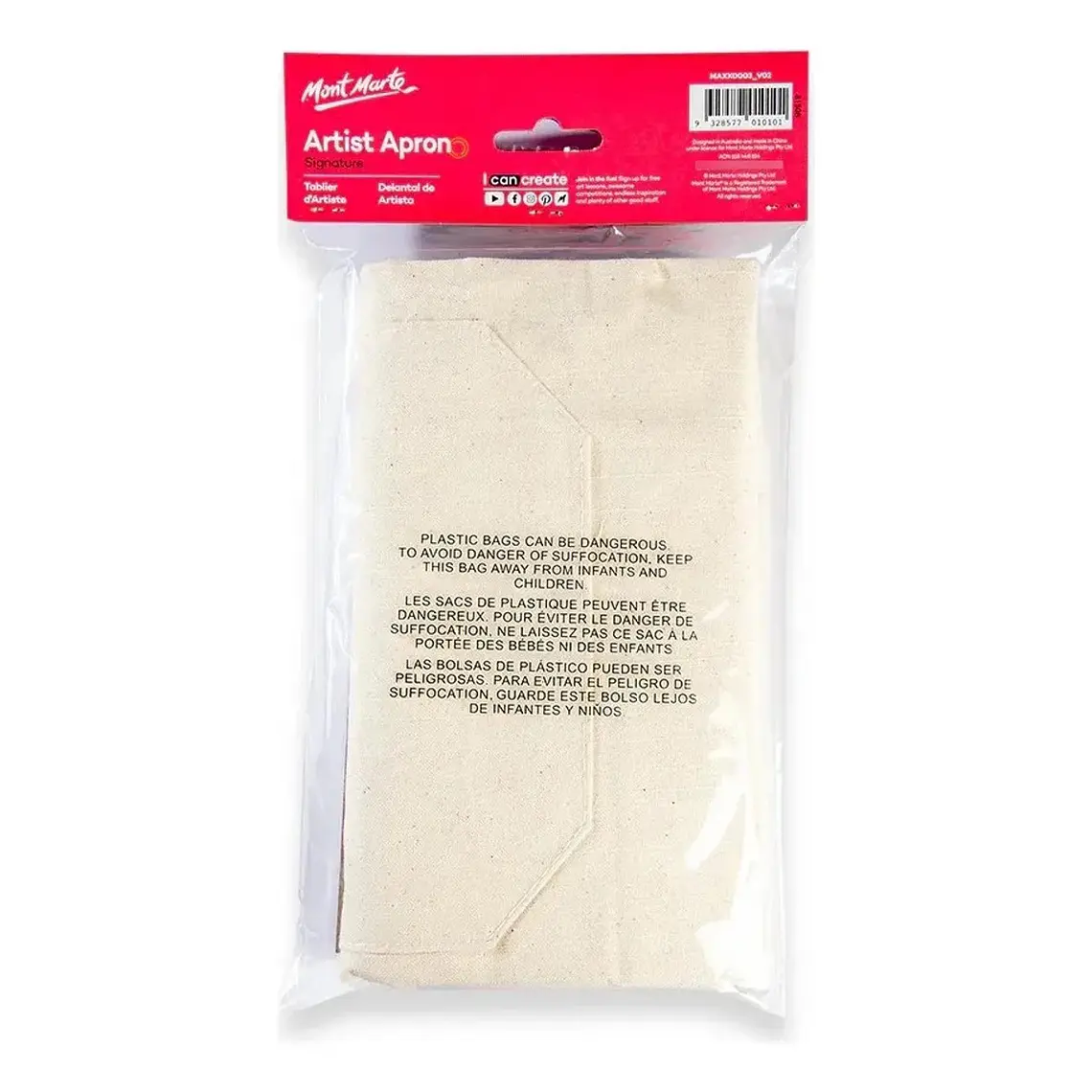 Delantal De Artista Talla Única Con Bolsillos - Mont Marte Beige Plano 6