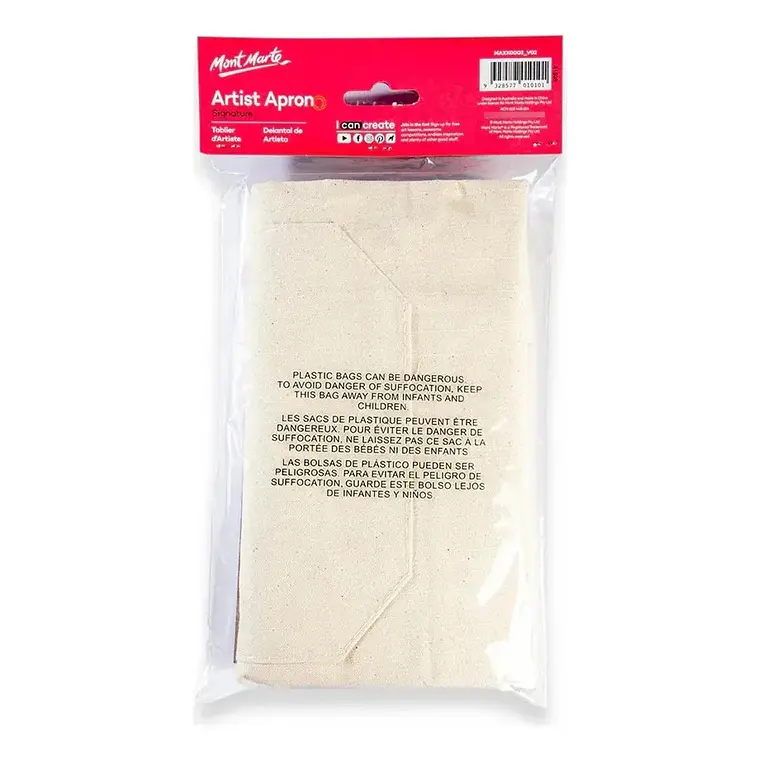 Delantal De Artista Talla Única Con Bolsillos - Mont Marte Beige Plano 6