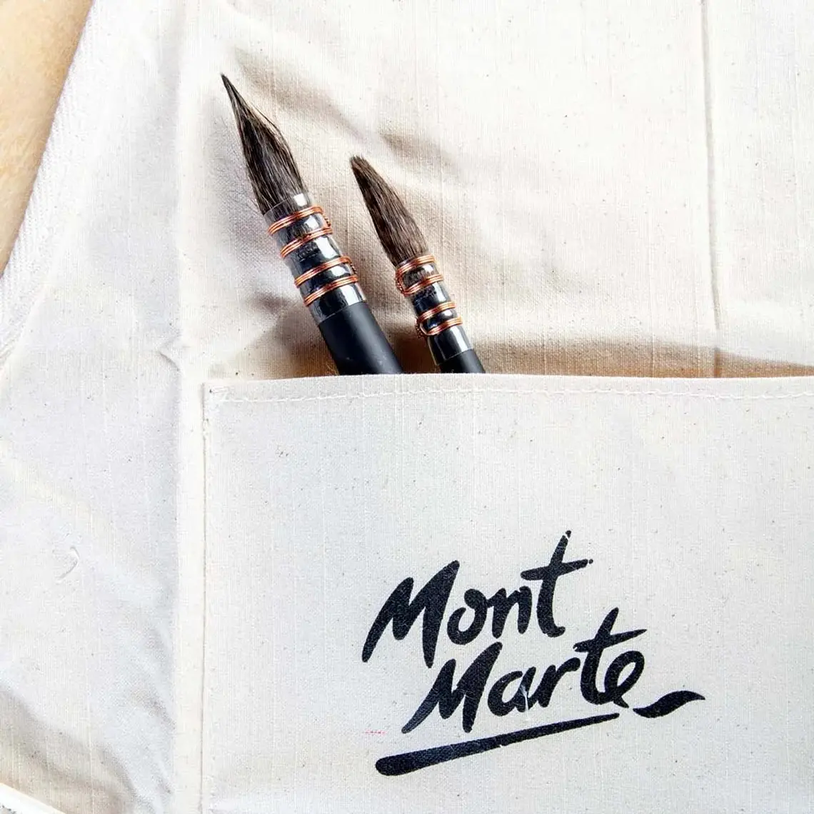 Delantal De Artista Talla Única Con Bolsillos - Mont Marte Beige Plano 9