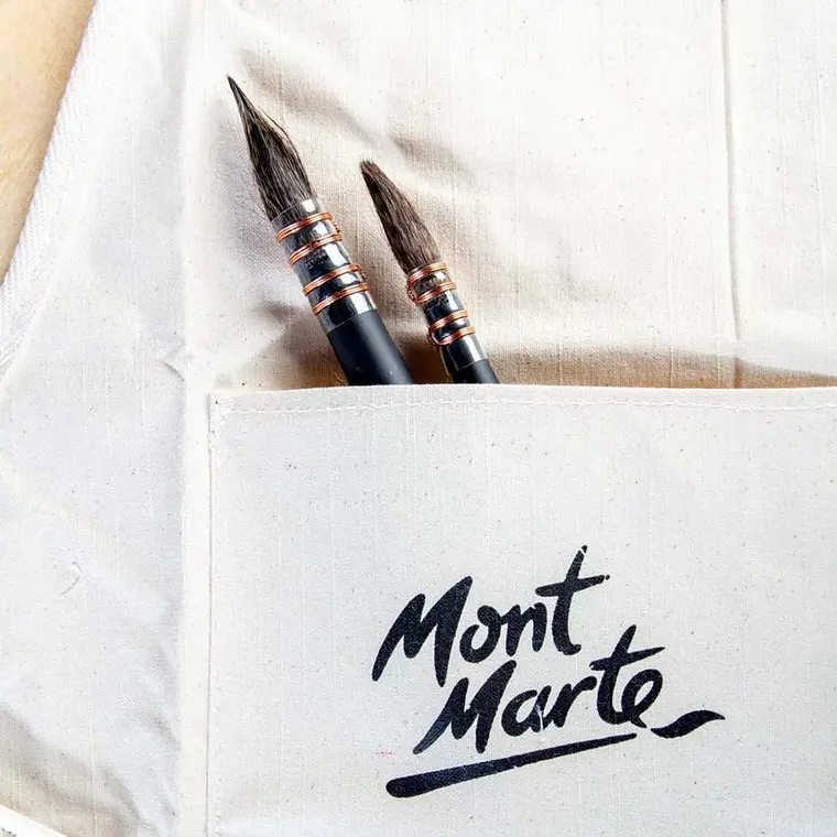 Delantal De Artista Talla Única Con Bolsillos - Mont Marte Beige Plano 9