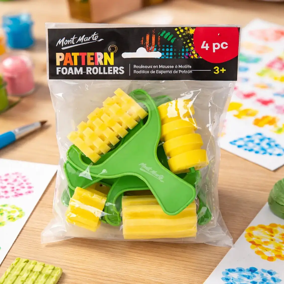 Mont Marte Set 4 Rodillos De Espuma Con Texturas Para Pintar 3