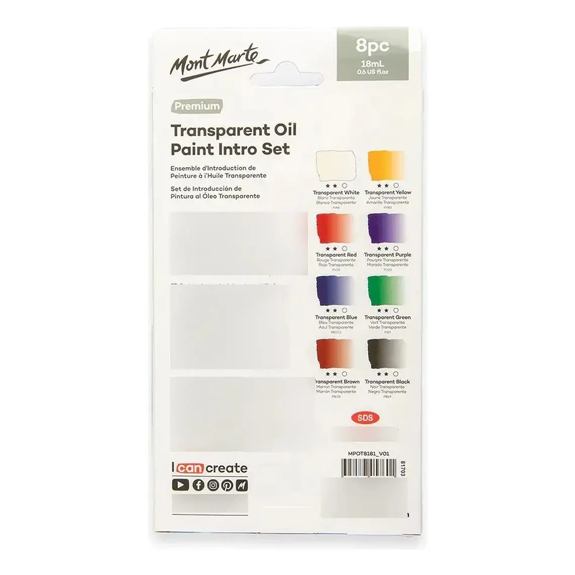 Set Inicial Óleos Transparentes 8 Colores - Mont Marte Varios Colores 4