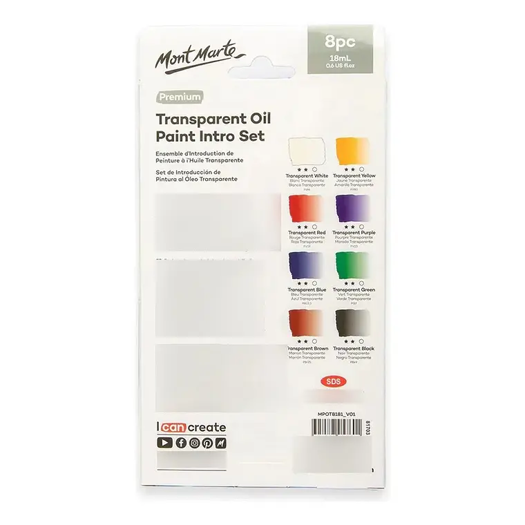 Set Inicial Óleos Transparentes 8 Colores - Mont Marte Varios Colores 4