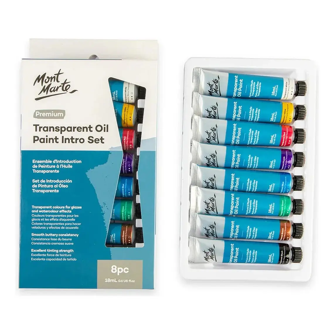 Set Inicial Óleos Transparentes 8 Colores - Mont Marte Varios Colores 5