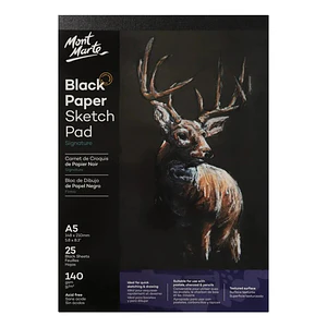 Block Dibujo Papel Negro A5 25 Hojas 140g - Mont Marte