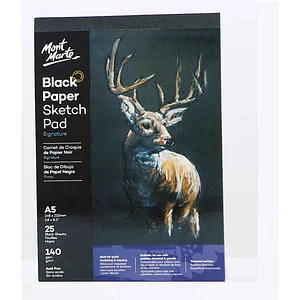 Block Dibujo Papel Negro A5 25 Hojas 140g - Mont Marte