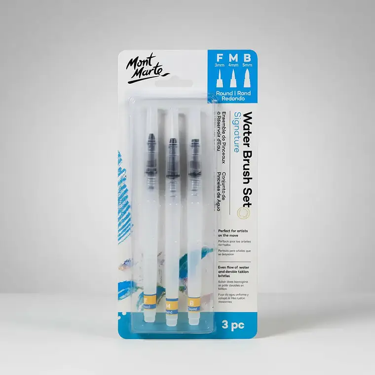 Pinceles Con Depósito De Agua Mont Marte Para Acuarela 3 Pcs 3