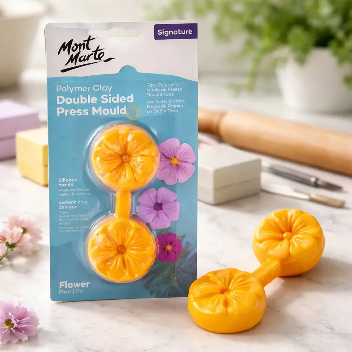 Molde  Prensa Doble Cara Flor Arcilla Polimérica Mont Marte 7