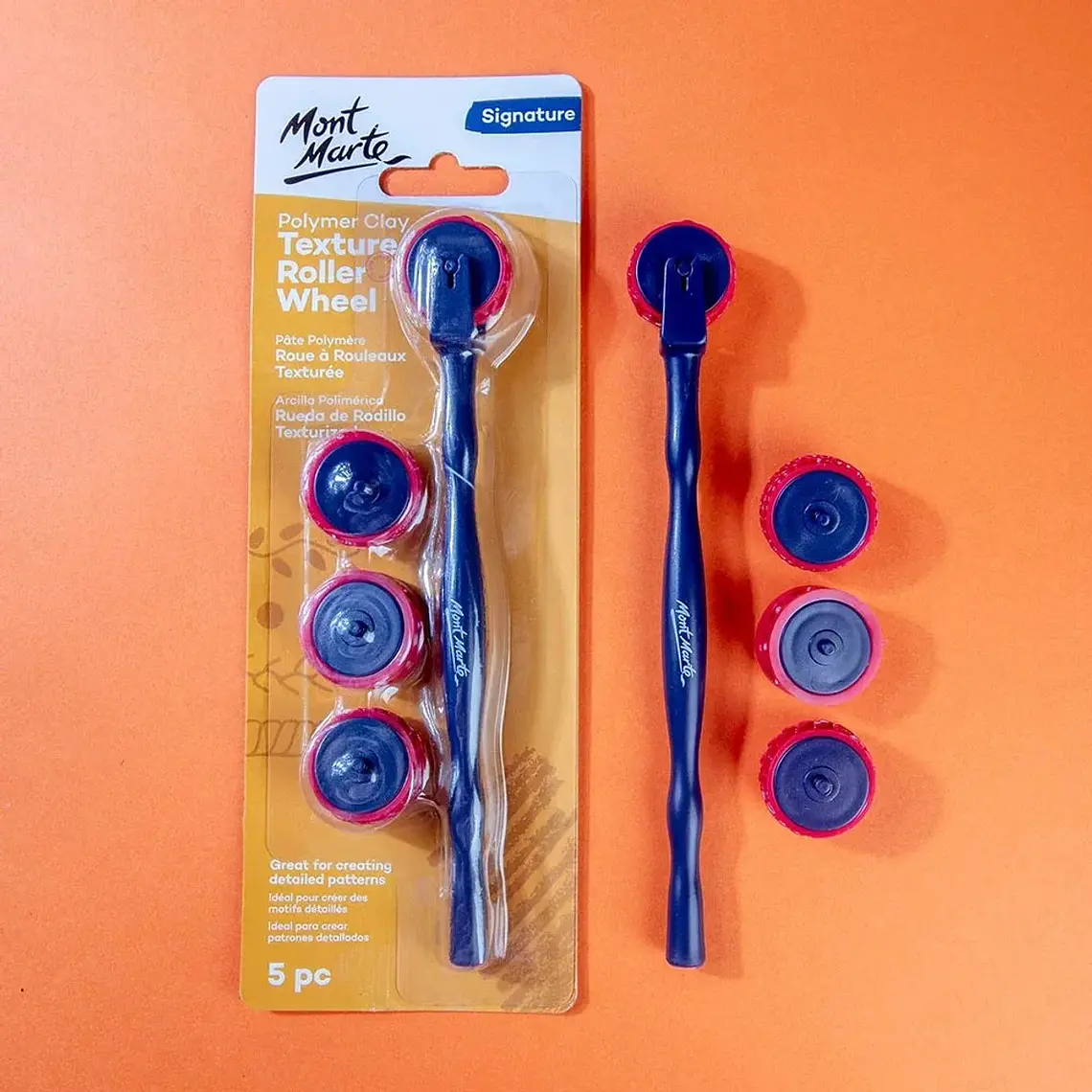 Set De Rodillos Texturizadores Para Arcilla Mont Marte 5 Pcs 4