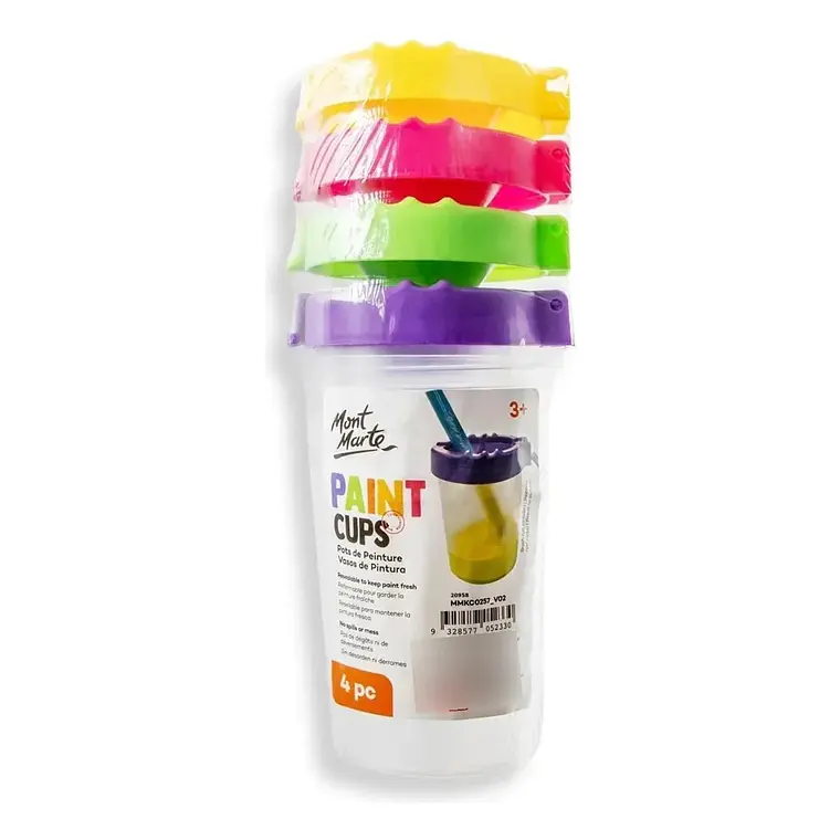 Set De 4 Vasos Para Pintura Mont Marte 250 Ml 1
