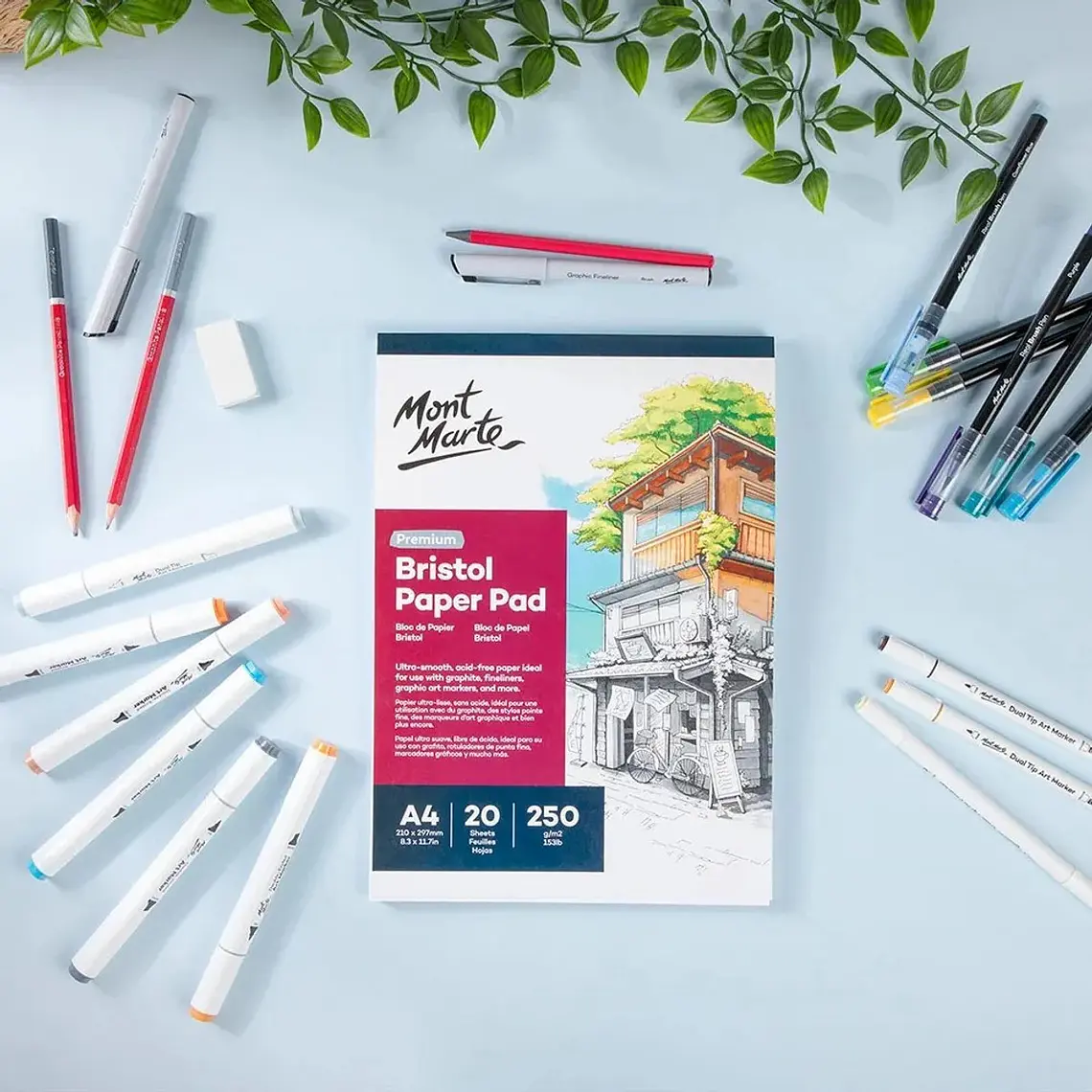 Bloc De Papel Bristol Mont Marte A4 250 G/m2 20 Hojas 2