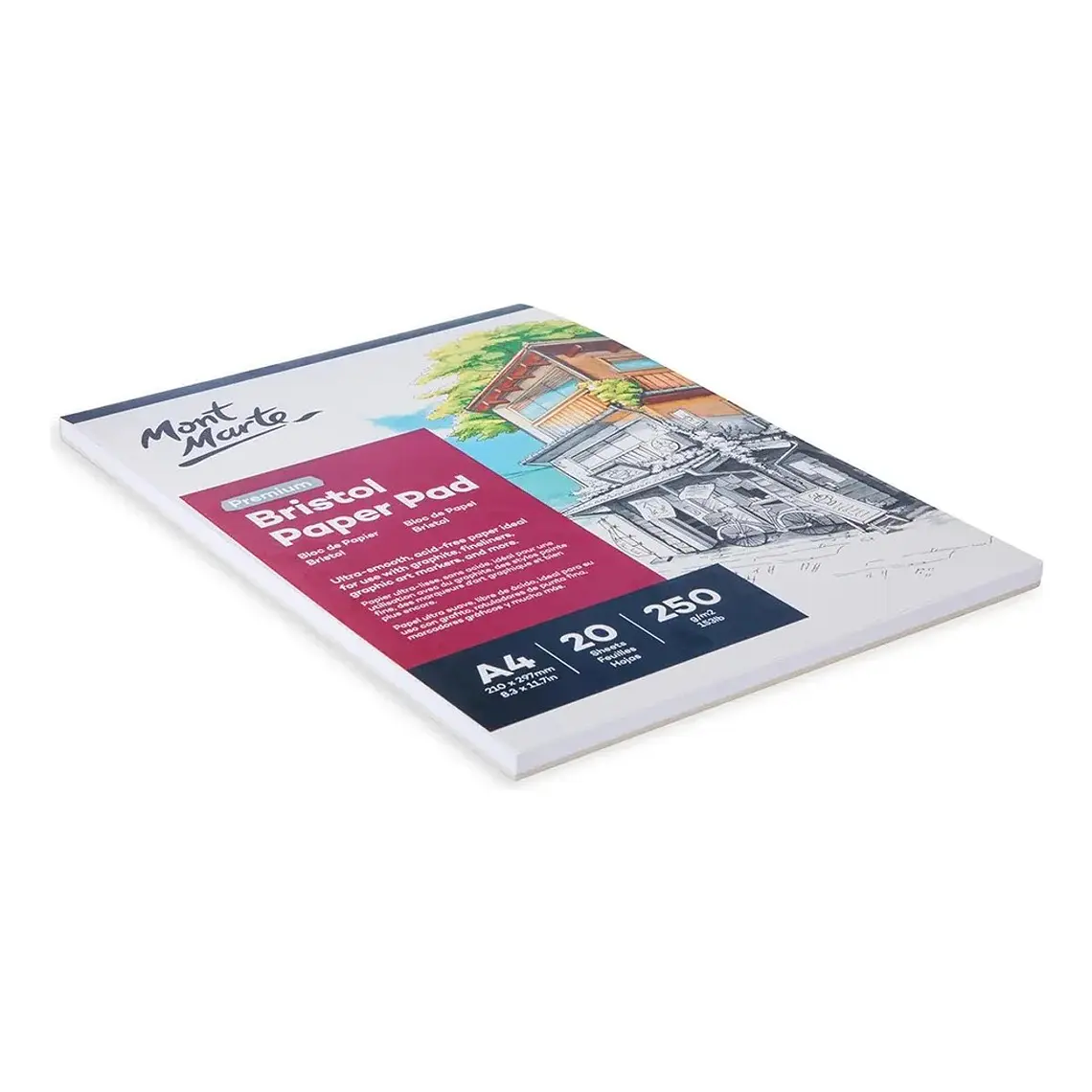 Bloc De Papel Bristol Mont Marte A4 250 G/m2 20 Hojas 3