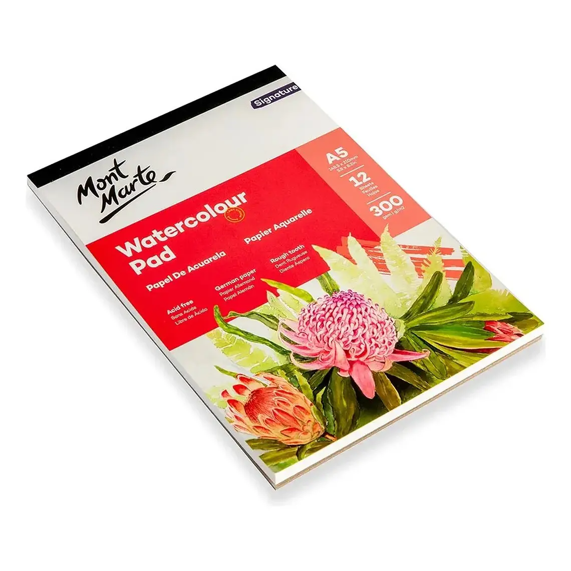 Bloc Papel Para Acuarela Mont Marte A5 300 G/m2 12 Hojas 2