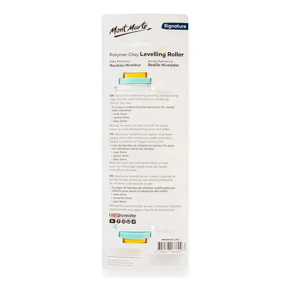 Rodillo Nivelador Para Arcilla Polimérica Mont Marte 20 Cm 4