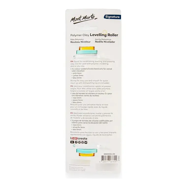 Rodillo Nivelador Para Arcilla Polimérica Mont Marte 20 Cm 4