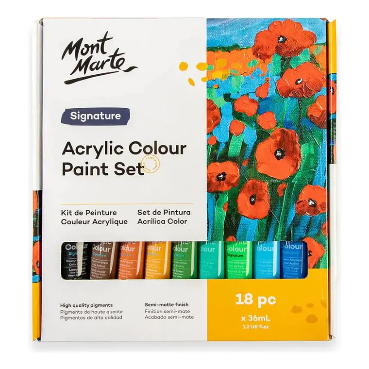Estuche 18 Pinturas Acrílicas Mont Marte X 36 Ml Semimate 2