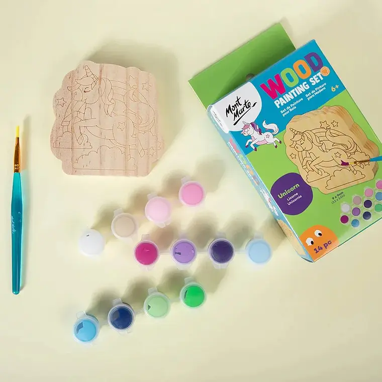 Kit De Pintura Sobre Madera Mont Marte Unicornio 14 Piezas 5