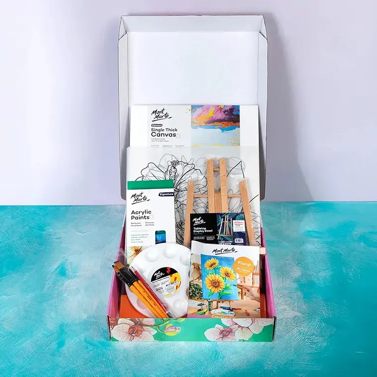 Kit De Arte Pintura Acrílica Flores Mont Marte 23 Pcs 9