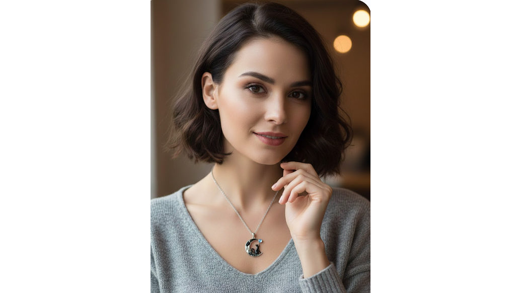 Colgante clavícula gato luna 5