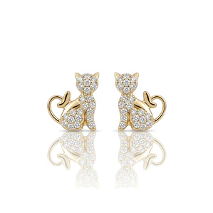 Aros Gatito Brillante con Cristales – Elegancia Dulce que Destaca tu Estilo