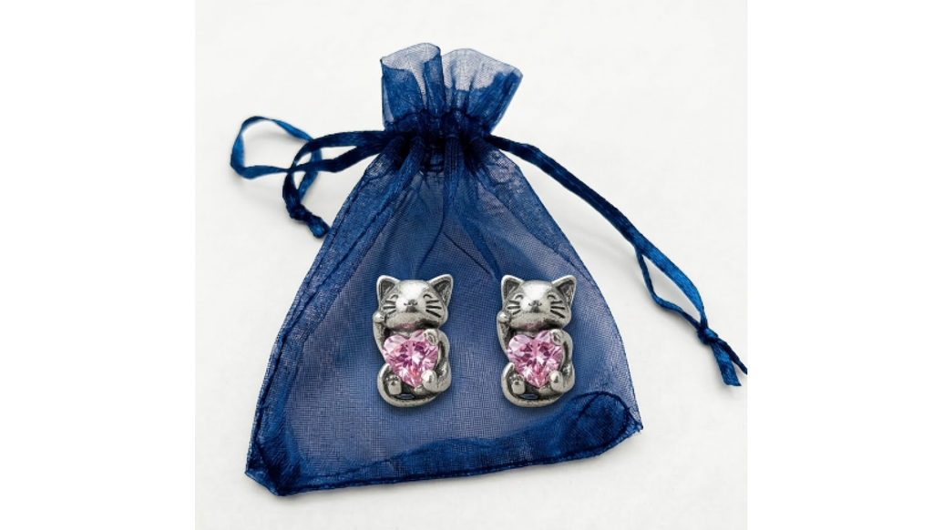 Aros Gatito Corazón Rosa –  Estilo Dulce y Elegante 3