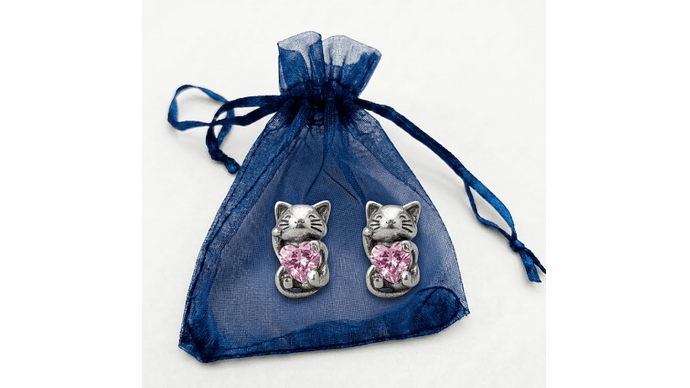 Aros Gatito Corazón Rosa –  Estilo Dulce y Elegante 3