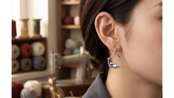 Aros Plata 925 Gato Durmiendo con Corazón Rojo – Diseño Elegante y Significativo 2