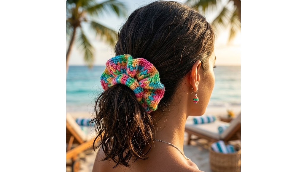 Cole para el Cabello Tejido Multicolor – Estilo Artesanal Alegre 2