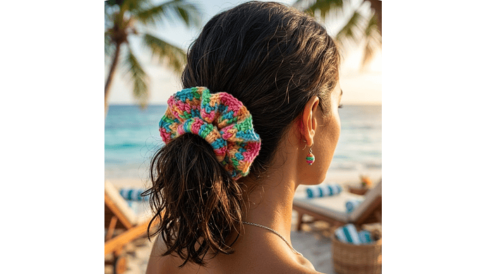 Cole para el Cabello Tejido Multicolor – Estilo Artesanal Alegre 2