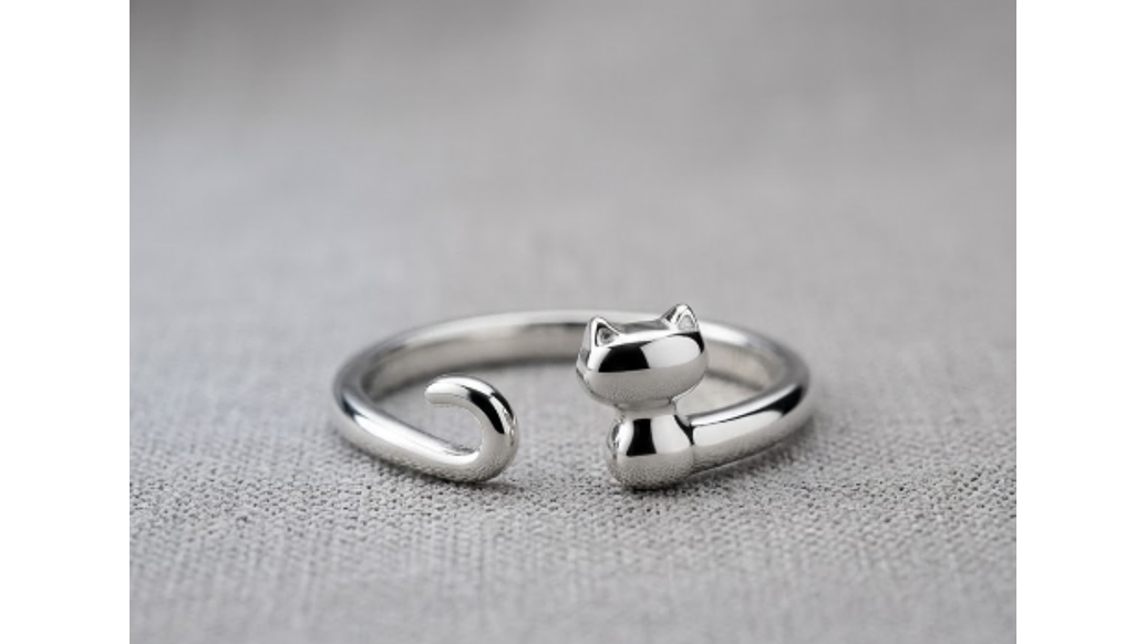 Anillo Gatito Minimalista en Plata 925 Ajustable – Estilo Dulce y Elegante 1