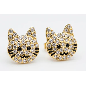 Aros Gatito Brillante con Cristales – Estilo Dulce y Sofisticado