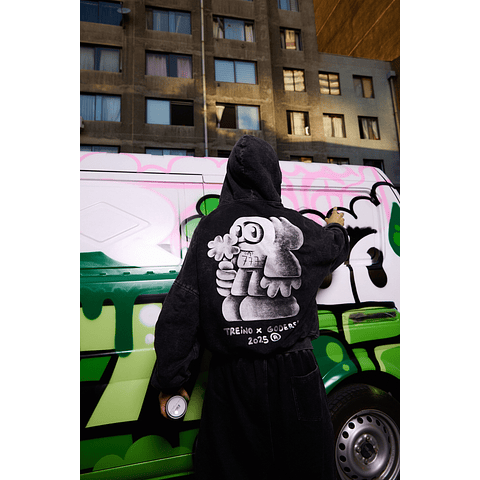 POLERON BOXY "GODERSIXTREINO777" FRENCH TERRY STONE ZIP