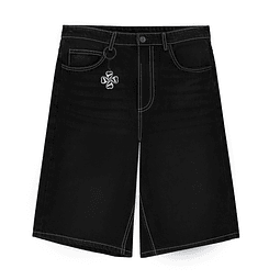 JORT BAGGY "TREBOL" RAW NEGRO WHITE SEAMS