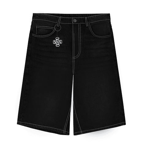 JORT BAGGY "TREBOL" RAW NEGRO WHITE SEAMS