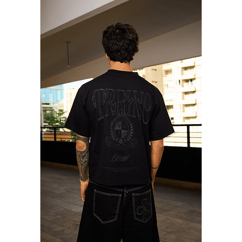 POLERA BOXY FIT "YOUNG MONEY"  PUFF TRIPLE BLACK