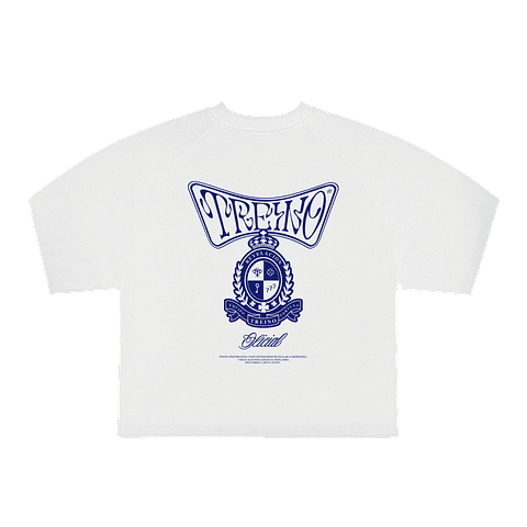 POLERA BOXY FIT "AMALFI" BLANCA/BLUE NAVY