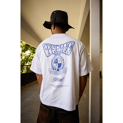 POLERA BOXY FIT "AMALFI" BLANCA/BLUE NAVY