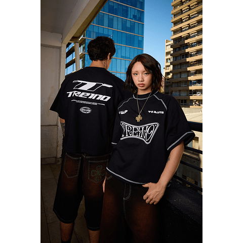 POLERA BOXY FIT  "SCUDERIA FORTUNA" WHITE SEAMS