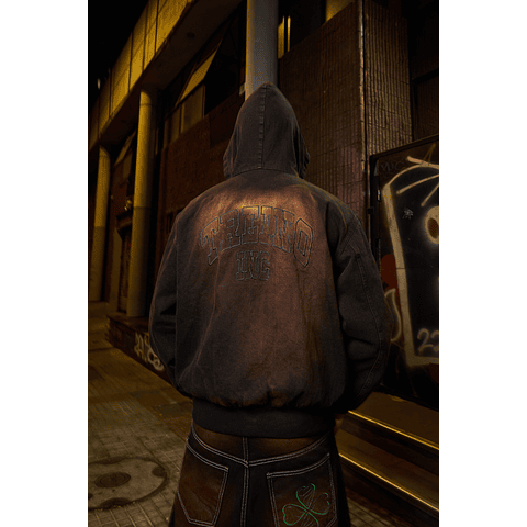 DENIM HODDIE JACKET "TREINO INC" FADE DESSERT