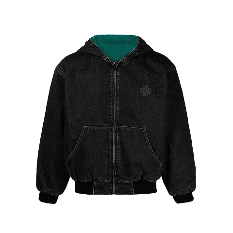 DENIM HODDIE JACKET "TREINO INC" STONE WASH